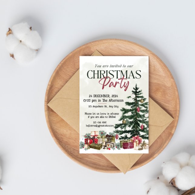 Rustic Christmas Tree Party Invitation (Creator Uploaded)