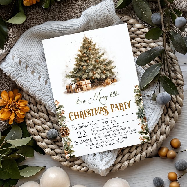 Rustic Christmas Tree Party with Gold Accents     Invitation (Creator Uploaded)