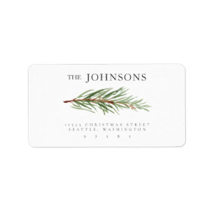 Rustic Christmas Tree Single Branch Return Address Label