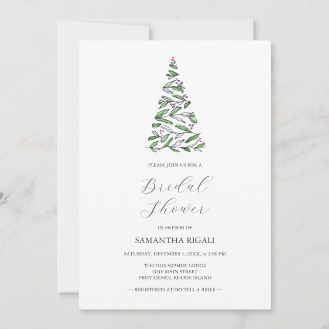 Rustic Christmas Trees Bridal Shower Invitation (Front)
