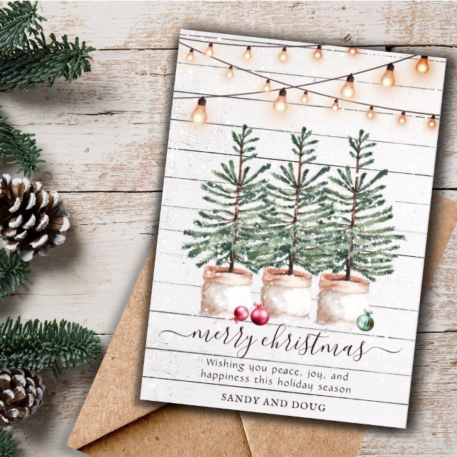 Rustic Christmas Trees Holiday Card (Creator Uploaded)