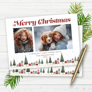 Rustic Christmas Trees Holiday Photo Card