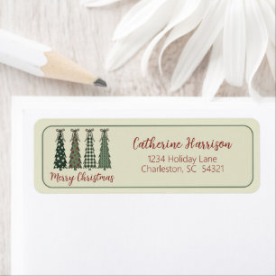 Rustic Christmas Trees Personalised Return Address Label