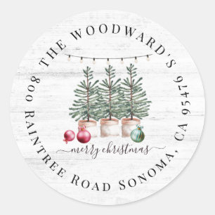 Rustic Christmas Trees Return Address Sticker