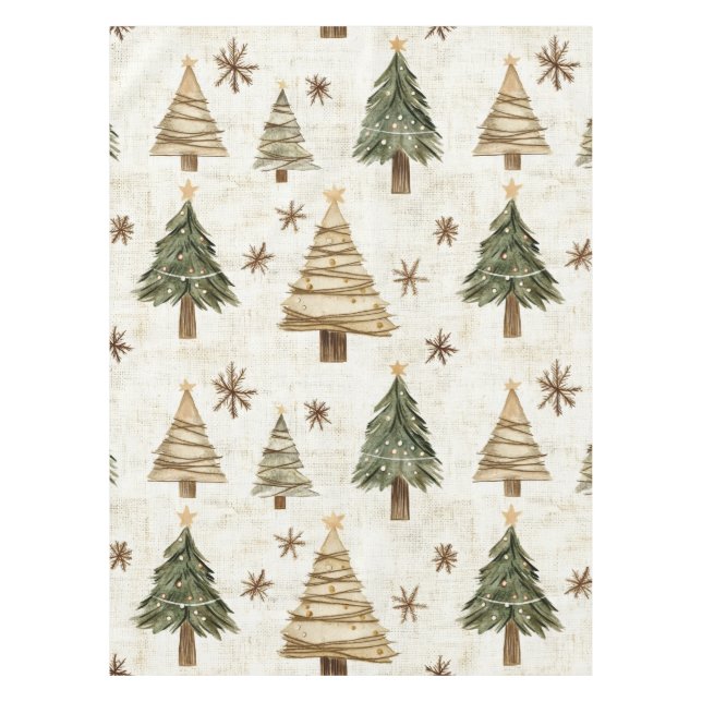 Rustic Christmas Trees Tablecloth (Front)