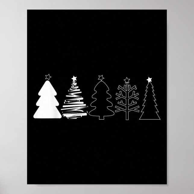 Rustic Christmas Trees Winter Forest Minimalist  Poster (Front)
