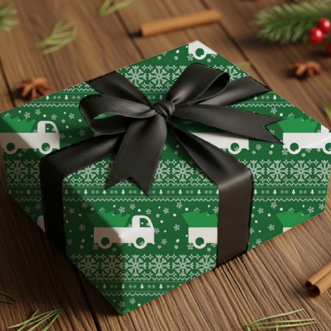 Rustic Christmas Truck Wrapping Paper (Creator Uploaded)