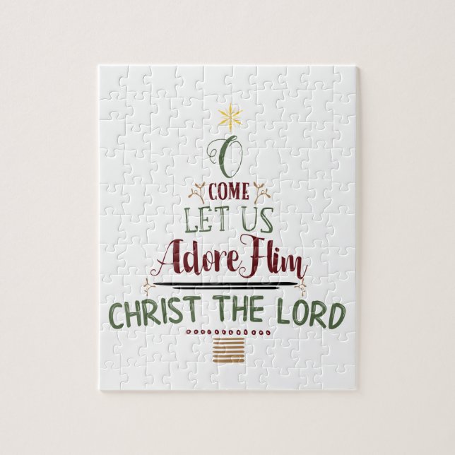 Rustic Christmas Typography Christian Holiday Jigsaw Puzzle (Vertical)