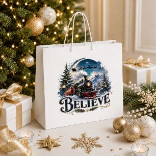 Rustic Christmas Vintage Holiday Gift Bag Design