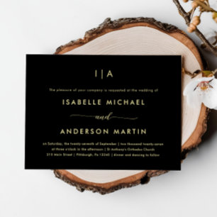 Rustic Christmas Wedding Green Black Invitation