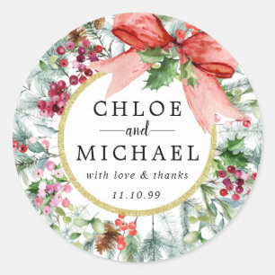 Rustic Christmas Wedding Thank You Favour Seal