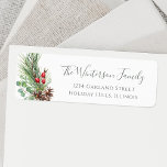 Rustic Christmas Winter Botanical Greenery Return Address Label<br><div class="desc">Beautiful Christmas holiday themed return address labels featuring hand-painted botanical watercolor illustrations of winter greenery,  pine and spruce branches,  cones and holly berries.</div>