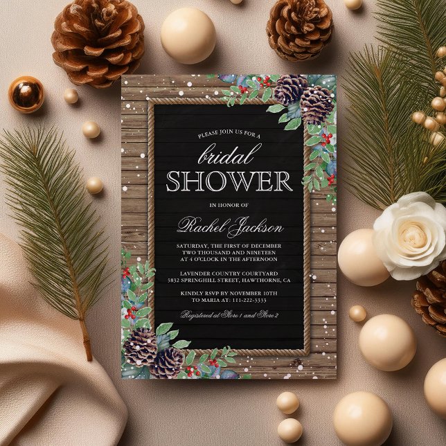 Rustic Christmas Winter Bridal Shower Invitation (Creator Uploaded)