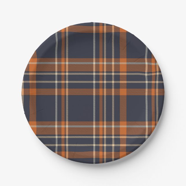 Rustic Christmas/winter plaid   Paper Plate (Front)