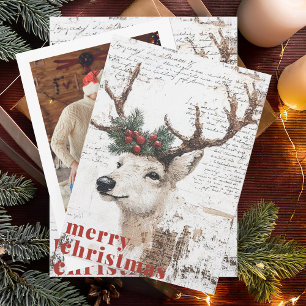 Rustic Christmas Winter Reindeer Holiday Card