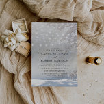 Rustic Christmas Winter Wedding Invitation<br><div class="desc">Elegant rustic christmas wedding invitations featuring a frozen white woodland backdrop,  a white overlay,  string twinkle lights,  and a wedding template that is easy to personalise.</div>