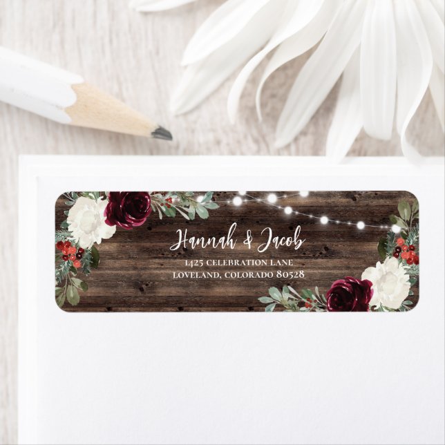 Rustic Christmas Winter Wedding Return Address Label (Insitu)