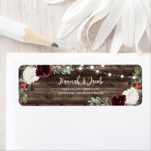 Rustic Christmas Winter Wedding Return Address Return Address Label