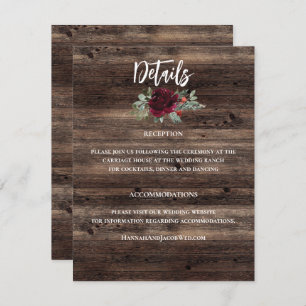 Rustic Christmas Winter Wood Wedding Enclosure Card