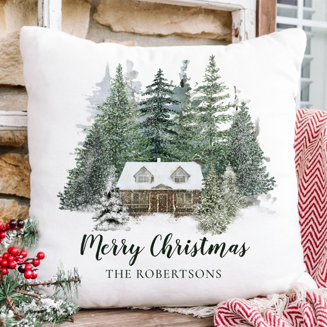 Rustic Christmas Woodland Cabin Cushion (Creator Uploaded)