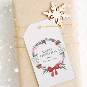Rustic Christmas Wreath Holiday Gift Tags