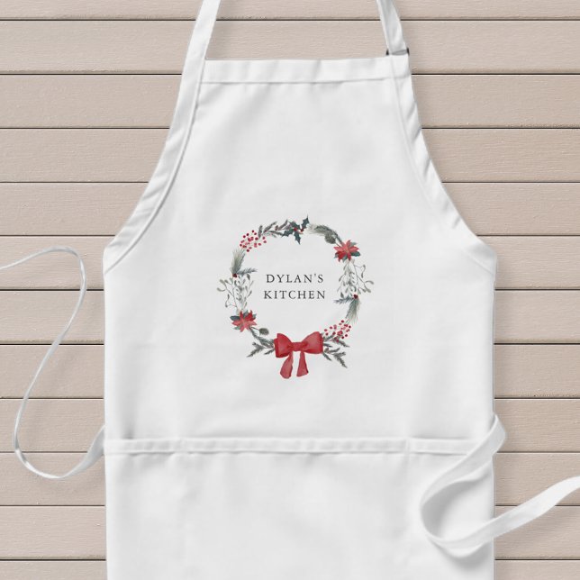 Rustic Christmas Wreath Holiday Standard Apron (Creator Uploaded)