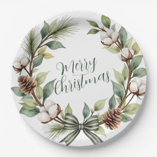 Rustic Christmas Wreath Paper Plate
