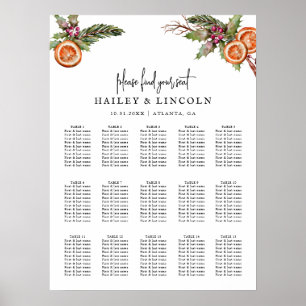 Rustic Christmas Wreath Wedding Seating Chart