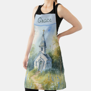Rustic Church Path in Wildflower Meadow Apron