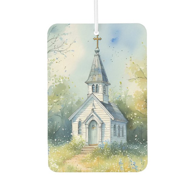 Rustic Church Path in Wildflower Meadow Car Air Freshener (Front)
