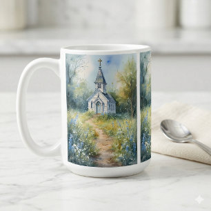 Rustic Church Path in Wildflower Meadow Coffee Mug