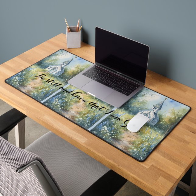 Rustic Church Path in Wildflower Meadow Desk Mat (Office 2)