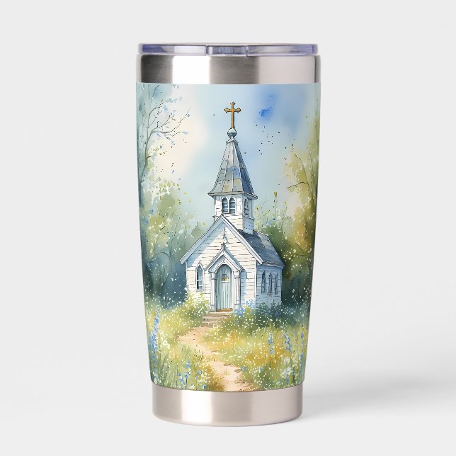 Rustic Church Path in Wildflower Meadow Insulated Tumbler (Back)