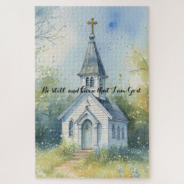 Rustic Church Path in Wildflower Meadow Jigsaw Puzzle (Vertical)