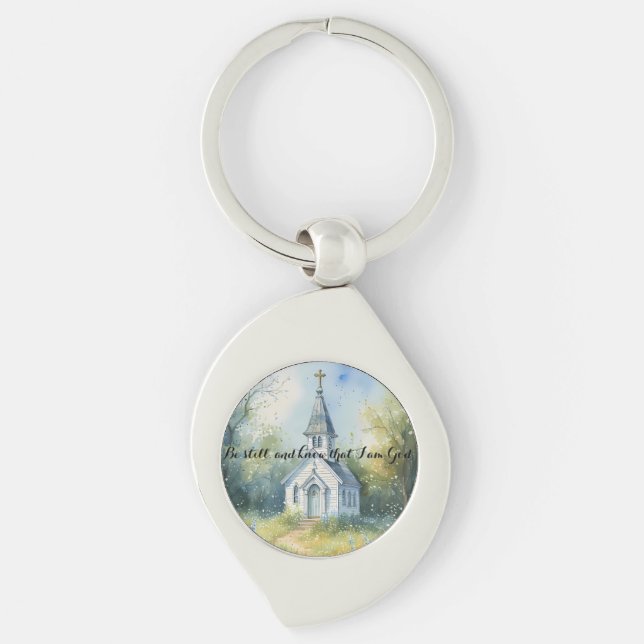 Rustic Church Path in Wildflower Meadow Key Ring (Front)