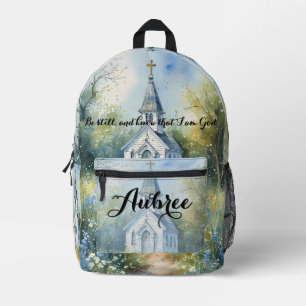 Rustic Church Path in Wildflower Meadow Printed Backpack