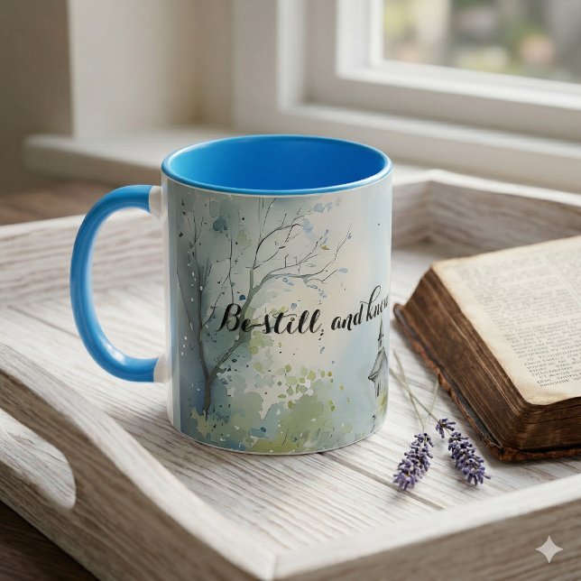 Rustic Church Path in Wildflower Meadow Text Mug (Morning Coffee With Rustic Church Path in Wildflower Meadow Text Mug)