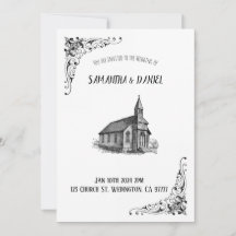Rustic Church Wedding Invitation Card