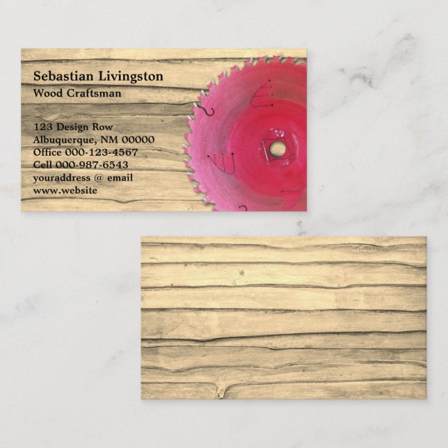 Rustic Circular Saw Woodworking Occupation Business Card (Front/Back)