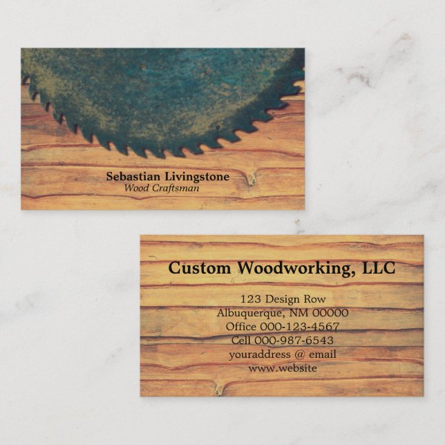 Rustic Circular Saw Woodworking Professional Business Card (Front/Back)
