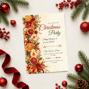 Rustic Citrus Christmas Party Invitation