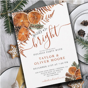 Rustic Citrus Evergreen Christmas Party Invitation