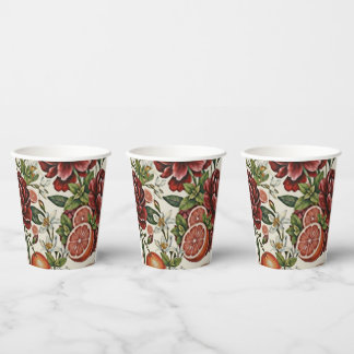 Rustic Citrus Floral summer Bridal Shower Paper Cups