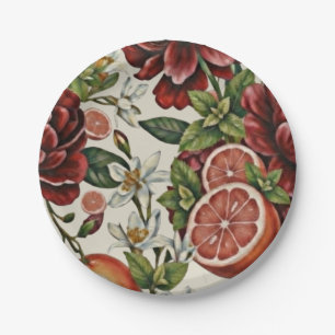 Rustic Citrus Floral summer Bridal Shower Paper Plate