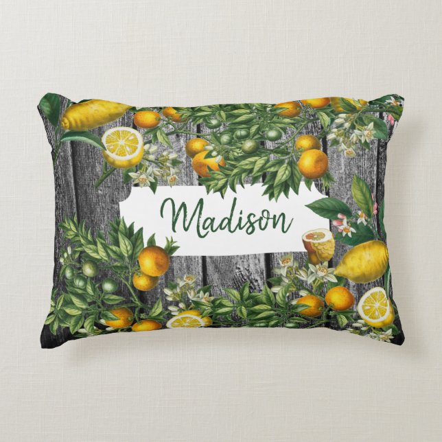 Rustic Citrus Garden Decorative Cushion (Front)