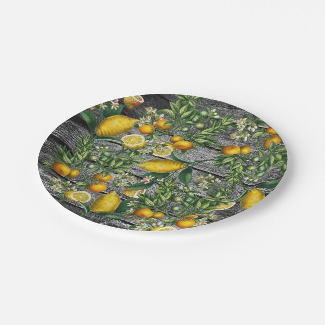 Rustic Citrus Garden Paper Plate (Angled)
