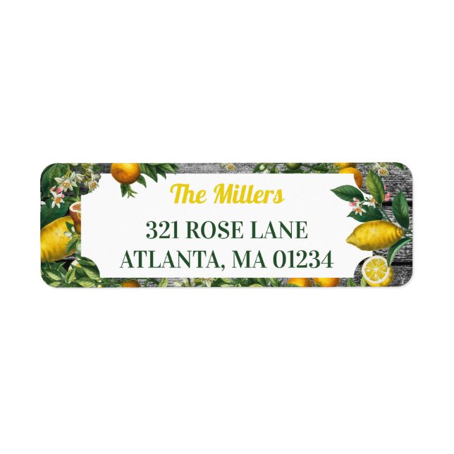 Rustic Citrus Garden Return Address Label (Front)
