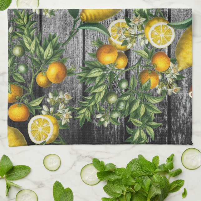 Rustic Citrus Garden Tea Towel (Folded)
