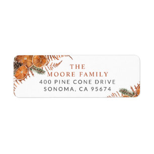 Rustic Citrus Holiday Return Address Label