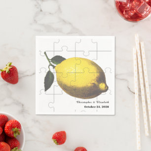 Rustic Citrus Lemon Jigsaw Puzzle Wedding Napkin